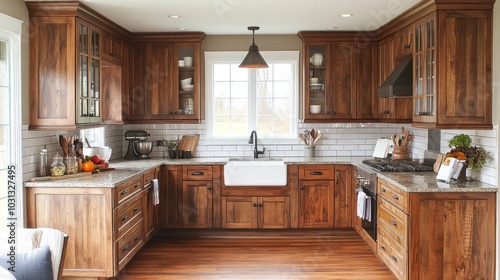 Cozy kitchen featuring wooden cabinets and modern appliances.