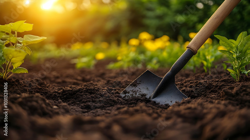 A shovel digging into rich ...