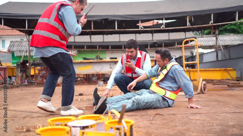 Construction worker have an accident while working in the construction site.