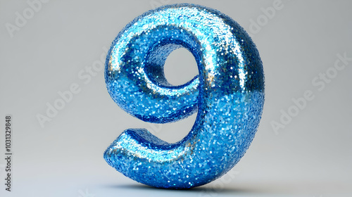 A shiny blue glittery numbe...