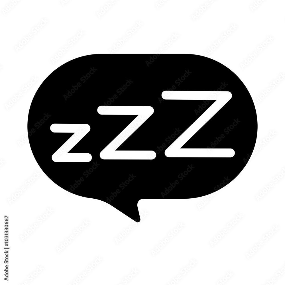 Black circle with three white z's. Black circle with three white z's.