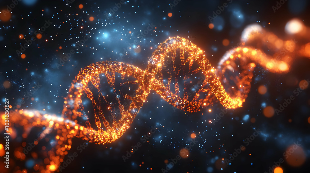 Abstract representation of DNA strands in a cosmic environment. Abstract representation of DNA strands in a cosmic environment.