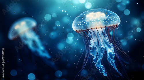 Ethereal jellyfish swimming...
