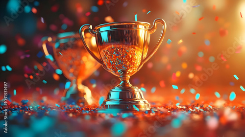 Glittering trophies surroun...
