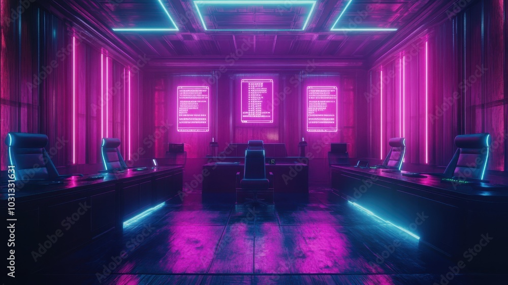 A neon room with neon lights and neon signs A neon room with neon lights and neon signs
