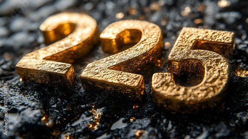 Golden numbers "225" on a t...