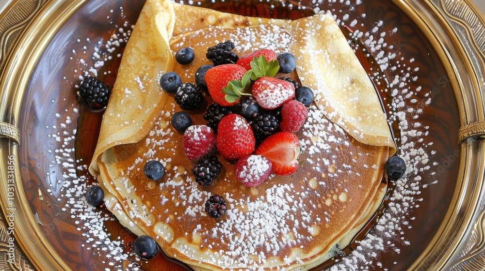 Delicious Crepes with Fresh Berries and Powdered Sugar Delicious Crepes with Fresh Berries and Powdered Sugar