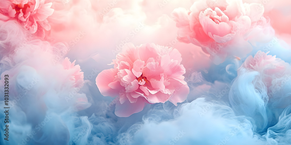 Fototapeta premium Flowers in the smoke, fairy-like beauty
