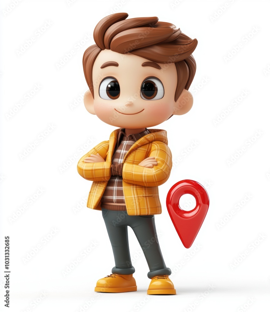 Boy with Location Pin. Boy with Location Pin.