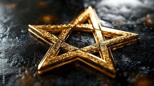 A shiny golden star on a te...