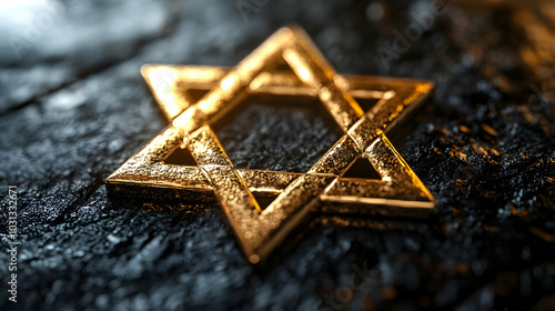 A golden Star of David on a...