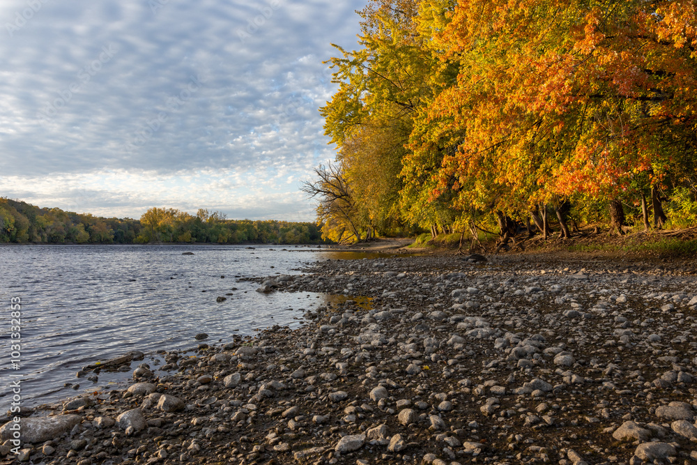 Fall colors in Fridley on the Mississippi River near Minneapolis ...