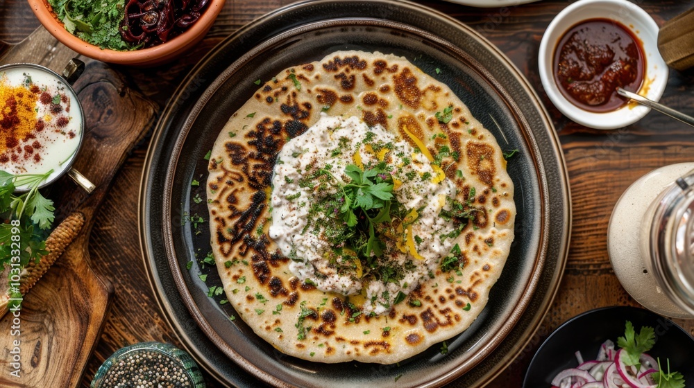 Delicious Flatbread with Yogurt and Fresh Herbs Delicious Flatbread with Yogurt and Fresh Herbs