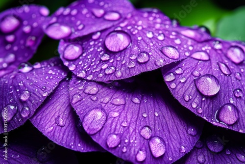 Close-up of violet petals, covered in morning dew photo