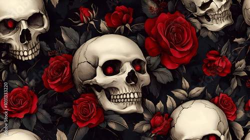 A dark floral design featur...