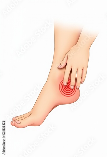 Wallpaper Mural Foot Pain Educational Diagram: Side View Illustration of Ankle and Foot with Touching Hand and Concentric Circles, Perfect for Medical Training and Patient Education Torontodigital.ca