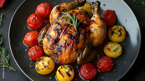 Grilled chicken surrounded ...