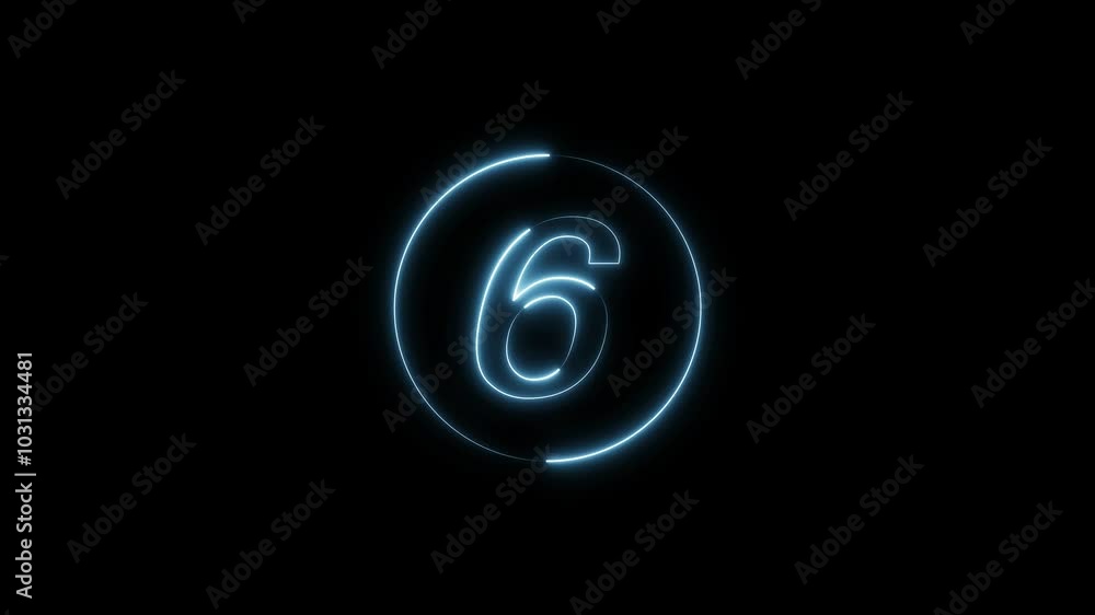 Glowing Neon Counting Text Number Animation.