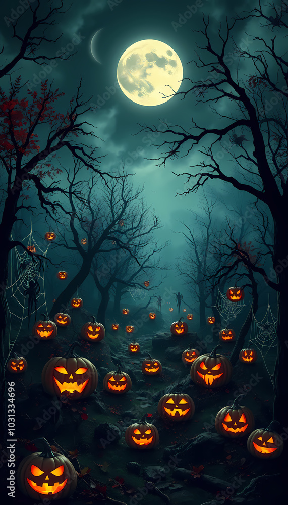 Fototapeta premium halloween background with moon