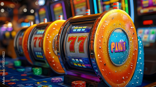 Colorful slot machine with ...