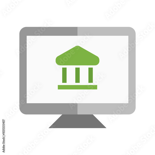 Green bank icon on a white background.
