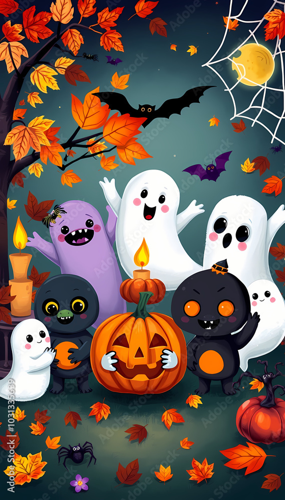 halloween background with pumpkin and bats halloween background with pumpkin and bats