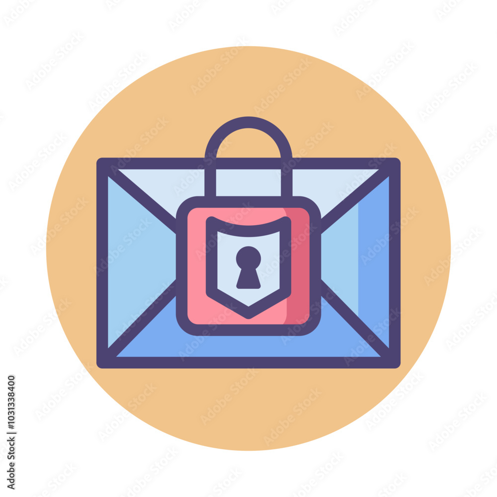 A blue envelope with a red padlock with a keyhole on it. A blue envelope with a red padlock with a keyhole on it.