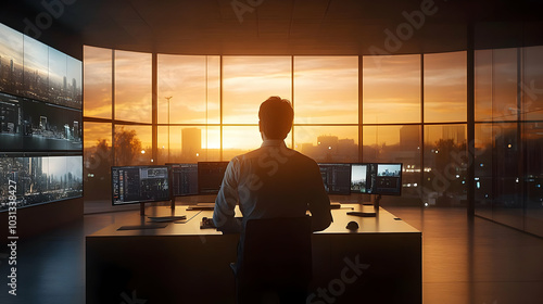 Person at a desk overlookin...