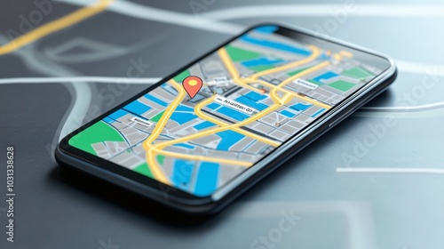 Wallpaper Mural Smartphone Displaying Navigation Map and Location Pin Torontodigital.ca