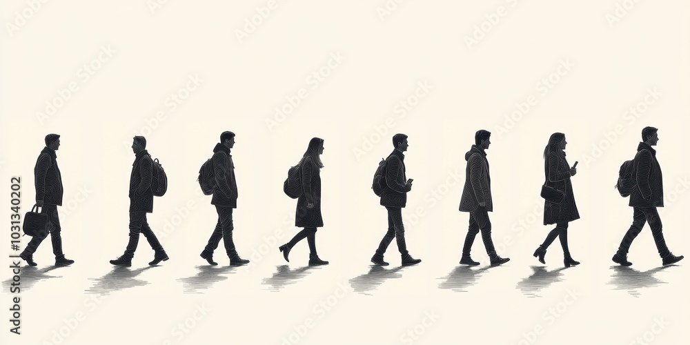 custom made wallpaper toronto digitalPeople Walking Silhouettes.