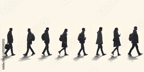 Wallpaper Mural People Walking Silhouettes. Torontodigital.ca