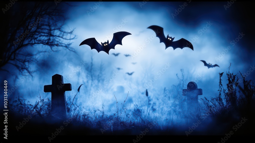 Fototapeta premium Halloween Night in the Graveyard.
