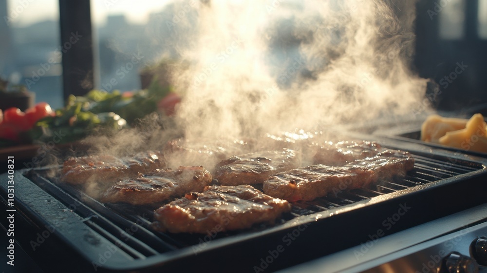 Grilling Juicy Meat on a Sunny Day Grilling Juicy Meat on a Sunny Day
