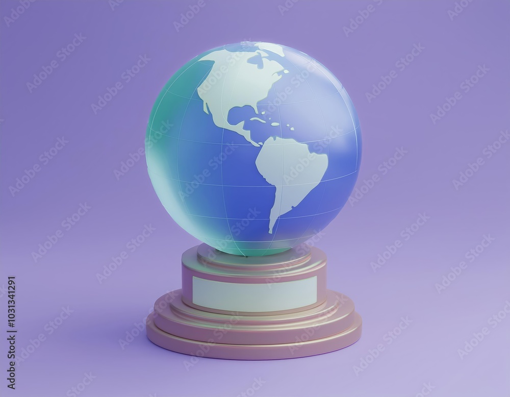3D globe on a pedestal with a blank plaque 3D globe on a pedestal with a blank plaque