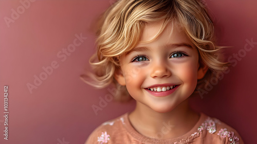 Happy child with blonde hai...