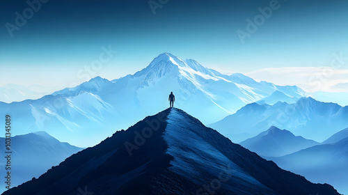 A lone figure stands atop a...