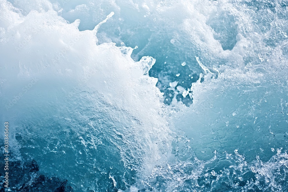 Obraz premium Close-up of White Water Foam and Blue Water