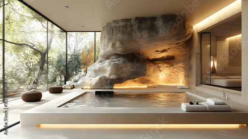 Modern spa interior featuri...