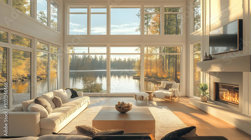 Modern living room with lar...