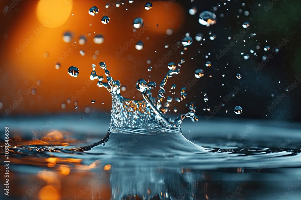 Water Drop Splashing into Still Water with Bokeh Background Water Drop Splashing into Still Water with Bokeh Background