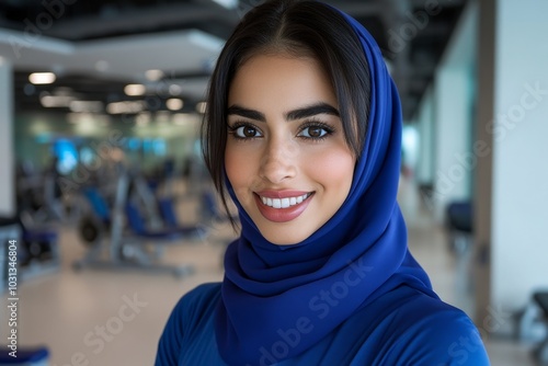 Young Arab woman in a sports hijab, designed for an active lifestyle