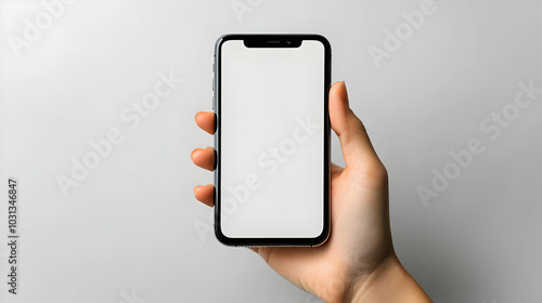 A hand holding a smartphone...