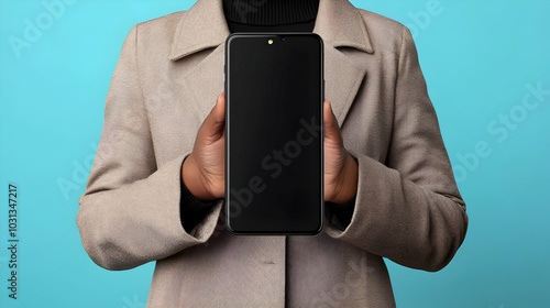 Person holding a blank smar...