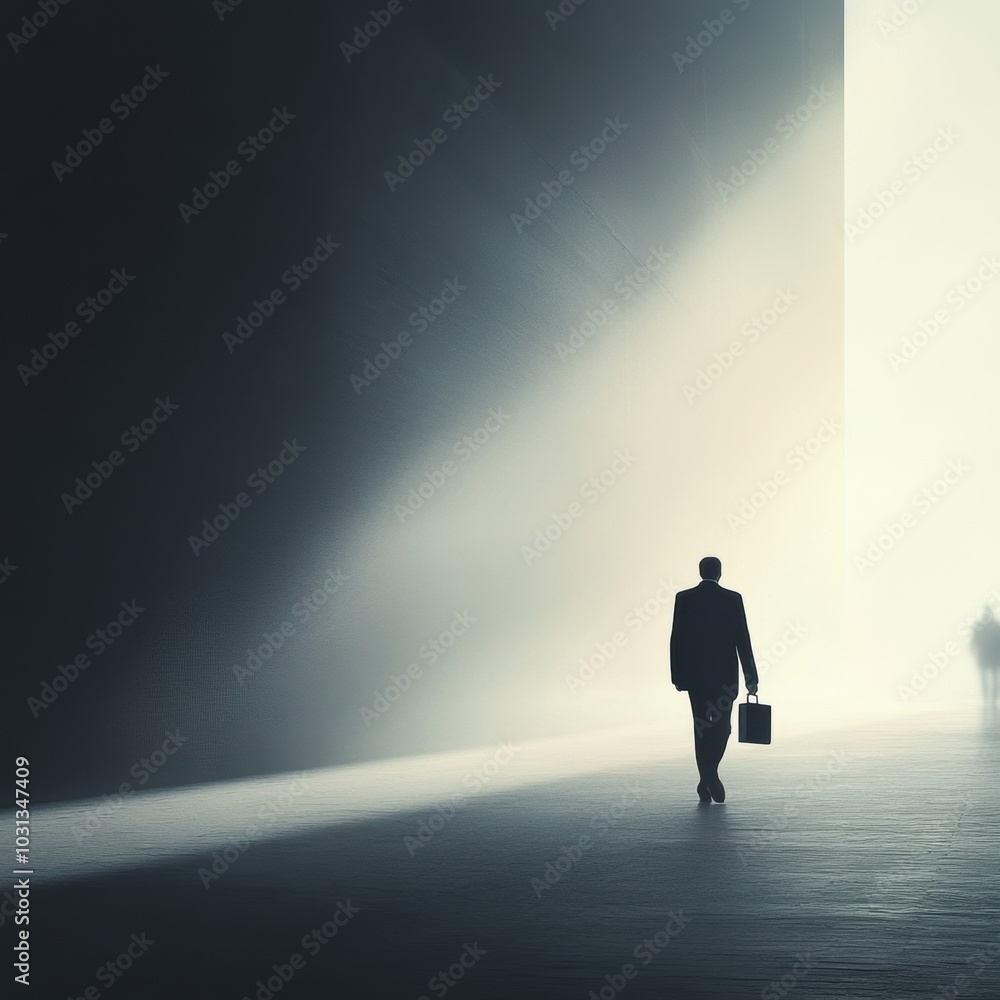 Man Walking Towards Light. Man Walking Towards Light.