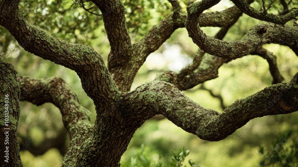 A tree with a large trunk and many branches A tree with a large trunk and many branches