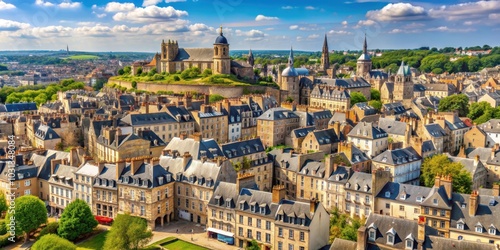 Fototapeta Naklejka Na Ścianę i Meble -  Scenic view of the town of Rennes in France, Rennes, France, scenic, town, architecture, buildings, cityscape