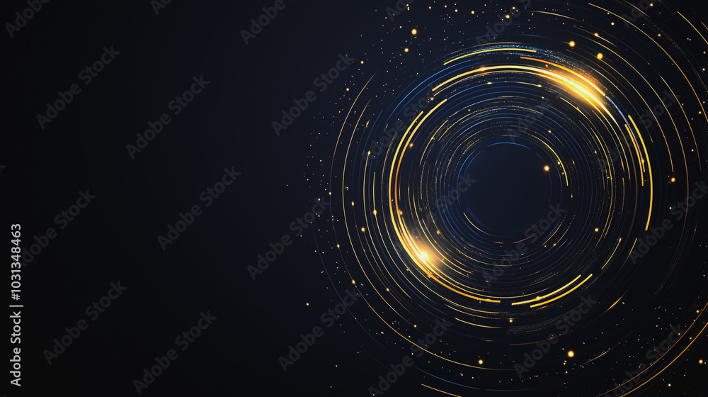 Obraz premium Abstract black background with Colorful circle lines. Digital future technology . Abstract business connection of lines from nodes innovation of communication in the network.