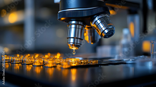 Close-up of a microscope wi...