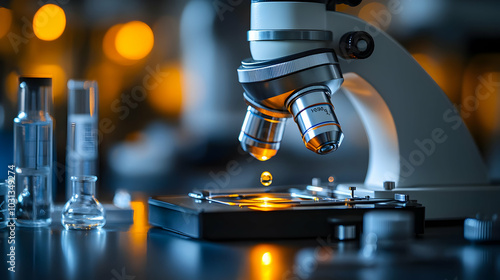 Close-up of a microscope wi...