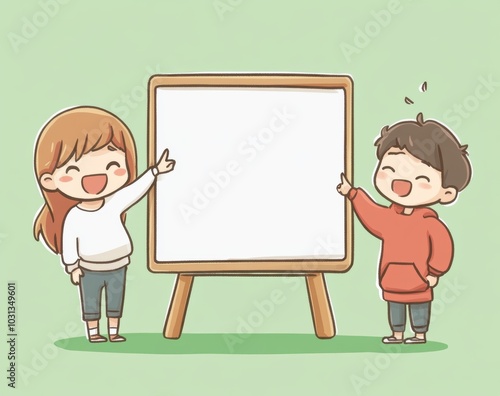 Kids Pointing Whiteboard. photo